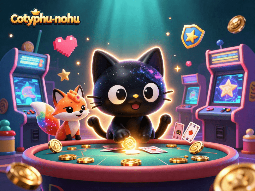 Experience the exciting game cotyphu-nohu with strategic moves as the black hole cat and nebula fox delight at the cosmic casino.