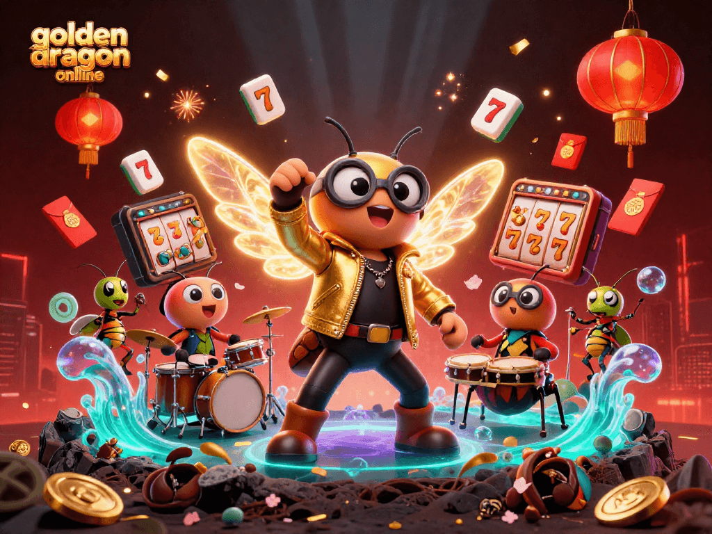 Experience the excitement of golden dragon online with vibrant slot elements and animated characters.