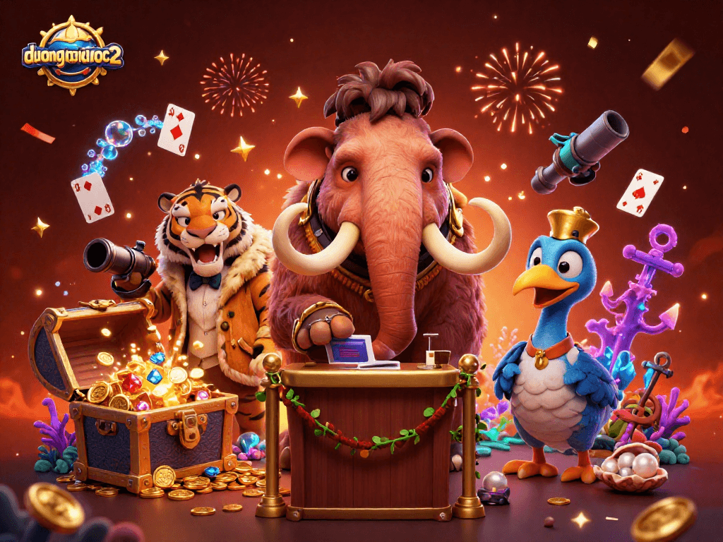 Engage in thrilling gameplay with duongmatchuoc2 featuring vibrant casino characters and explosive visual effects.
