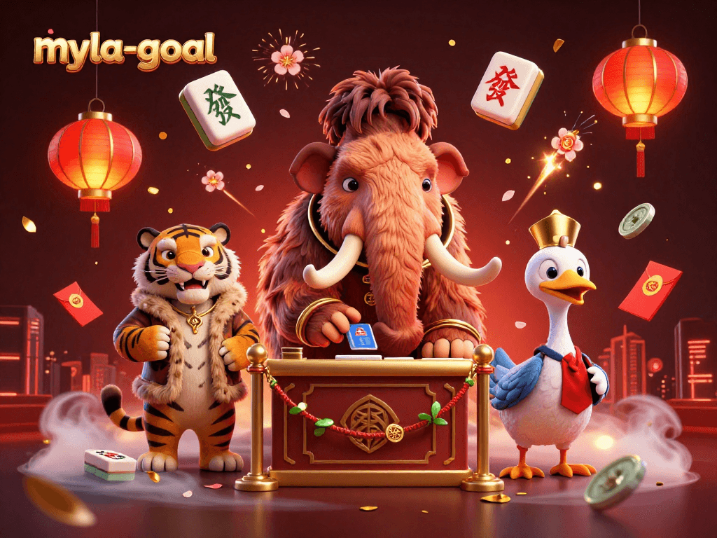 Join myla-goal's exciting gameplay as a saber-tooth tiger enjoys a VIP experience at a vibrant casino.