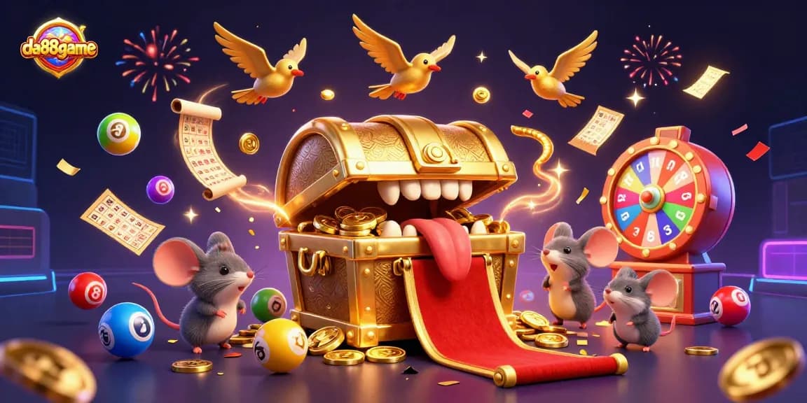 Engage in thrilling games at da88game with vibrant digital lottery elements and rich casino visuals.