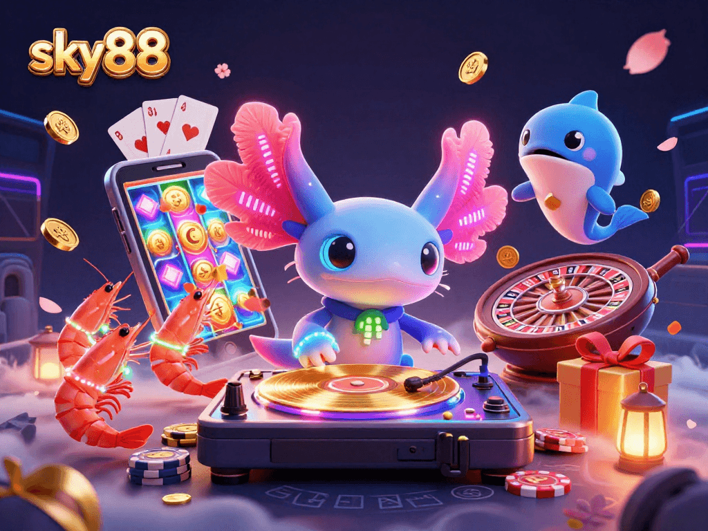 Experience thrilling gameplay at sky88 with a vibrant 3D casino scene filled with excitement and winning opportunities.