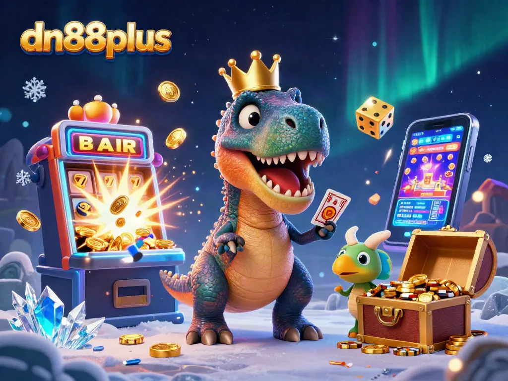 Join the fun at dn88plus with animated creatures enjoying casino games and jackpots!