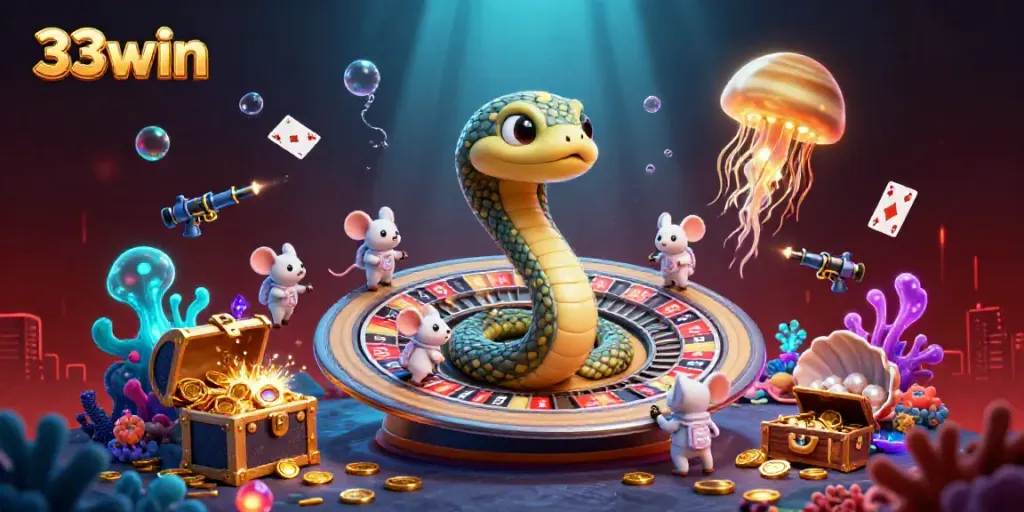 Experience the thrilling universe of 33win as astronauts bet on a cosmic roulette wheel, immersing in vibrant gambling adventures.