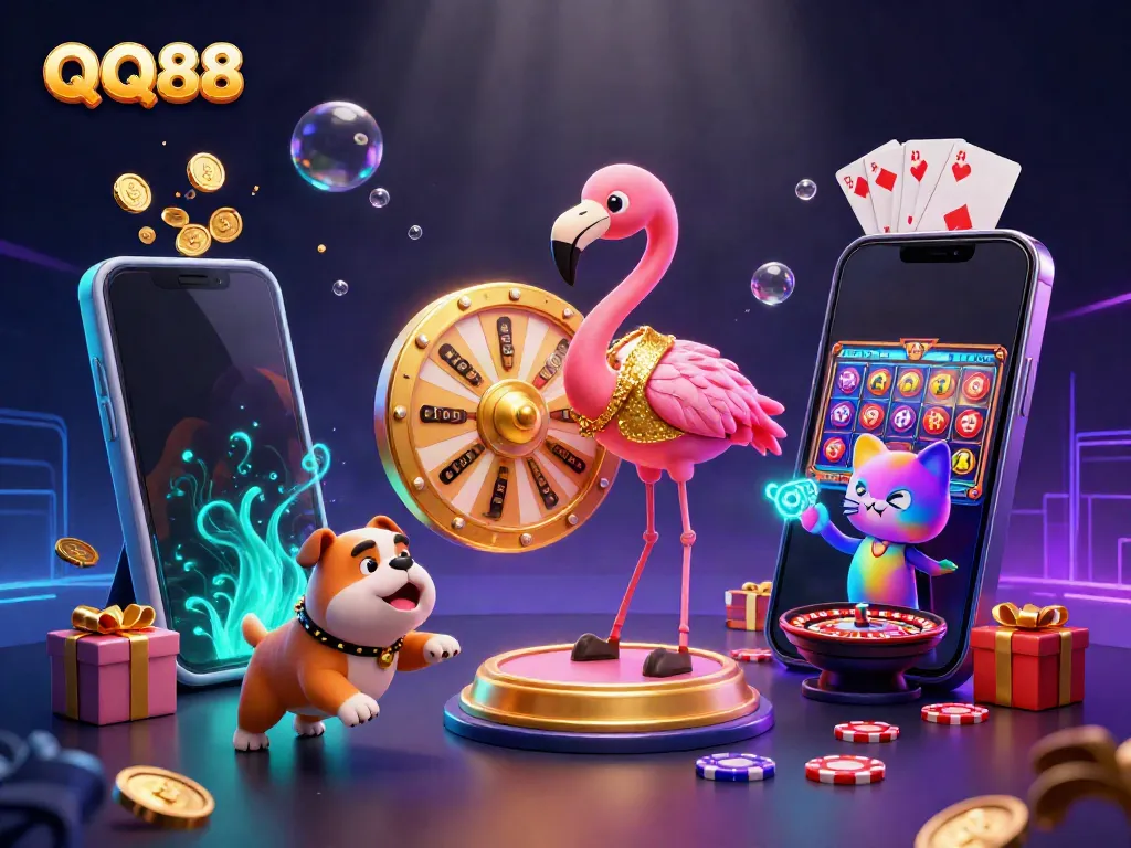 Experience exhilarating winnings with QQ88's vibrant gambling scene featuring exciting characters and rich games.