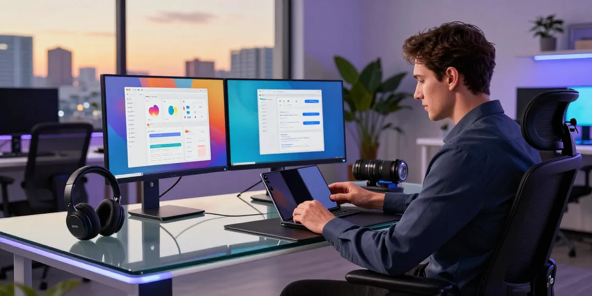 Using the Samsung Galaxy Z TriFold for multitasking in an innovative tech workspace.