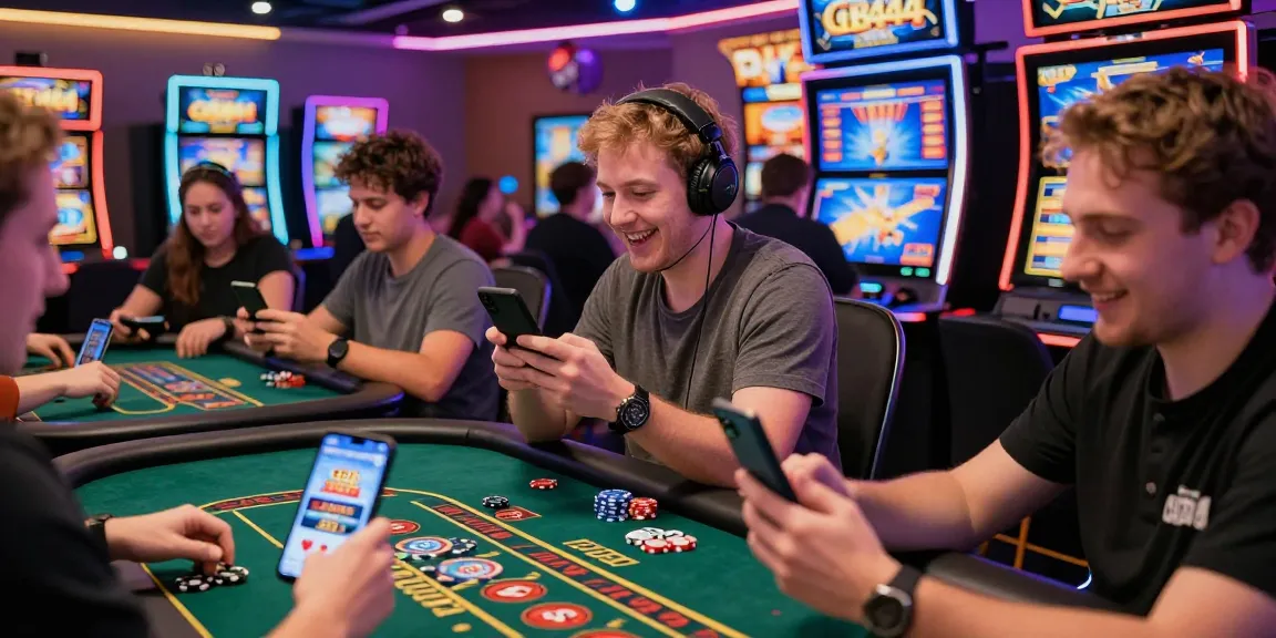Exciting scene of players enjoying various games on GB444 online casino platform, showcasing vibrant atmosphere and interaction.