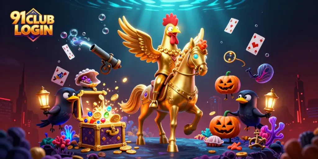 Experience 91 CLUB LOGIN with vibrant casino scenes and characters encapsulating thrilling gameplay.