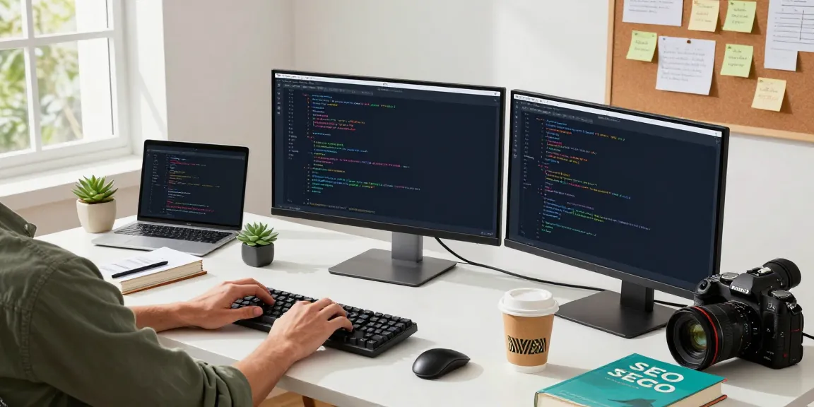 Web developer coding in a modern workspace focused on instant indexing techniques.