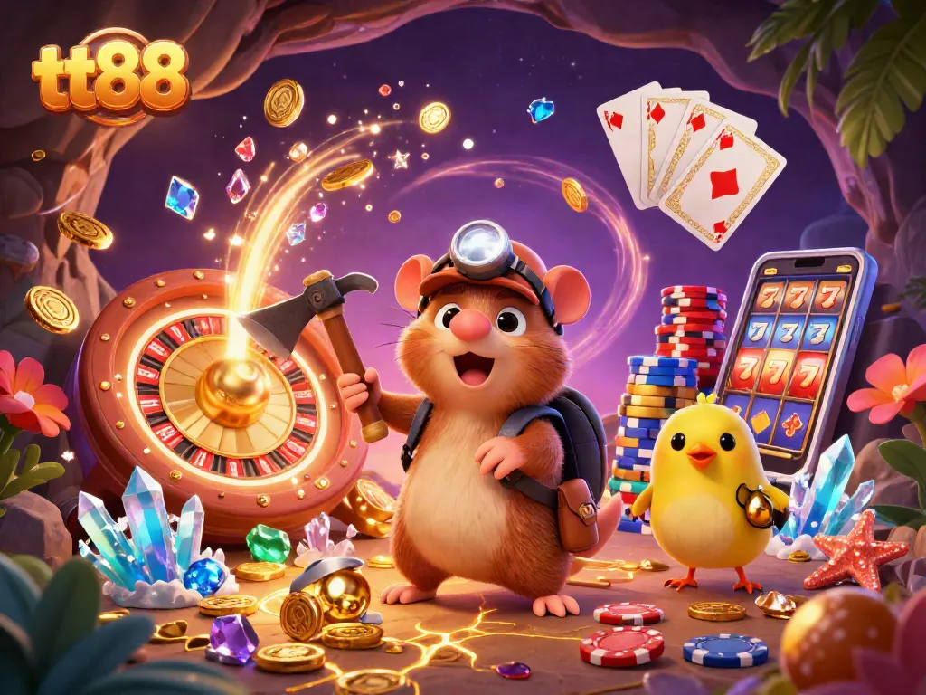 Spin and win big with the tt88 treasure hunt featuring golden coins and sparkling gems.