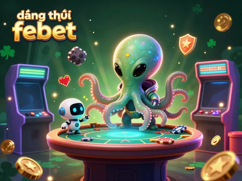 Join the fun at đăng ký febet with a vibrant scene of alien characters playing poker, showcasing an engaging casino atmosphere.