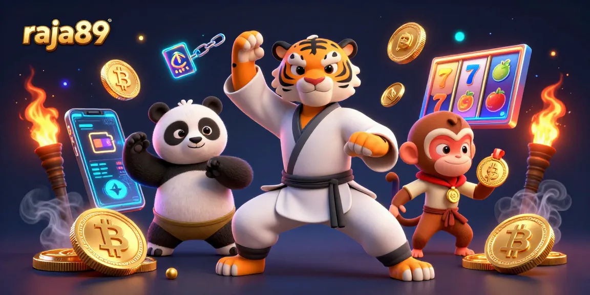 Experience the vibrant and engaging raja89 casino gaming scene with dynamic characters and glowing elements.