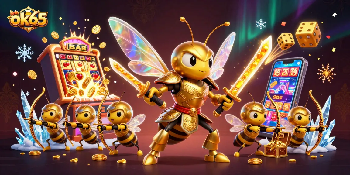 Engage with the high-energy ok65 slot machine scene featuring a golden hornet in samurai armor.