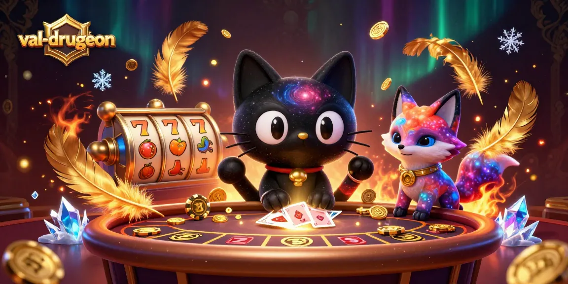 Play exciting games at val-drugeon with a unique cosmic casino experience featuring vibrant characters.