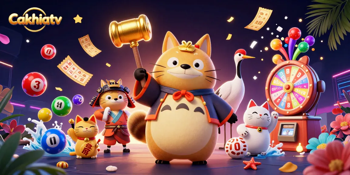 Cakhiatv showcases vibrant animated tanuki and colorful elements emphasizing exciting gaming action.