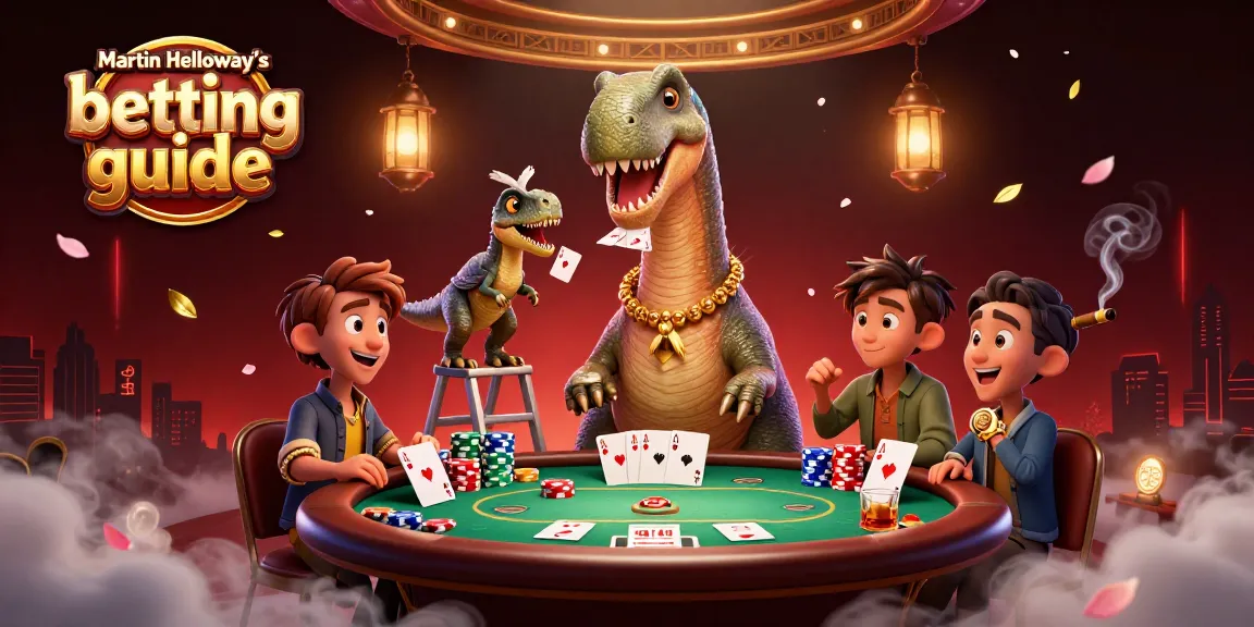 Engage with Martin Holloway's betting guide at a lively casino scene with unique characters.