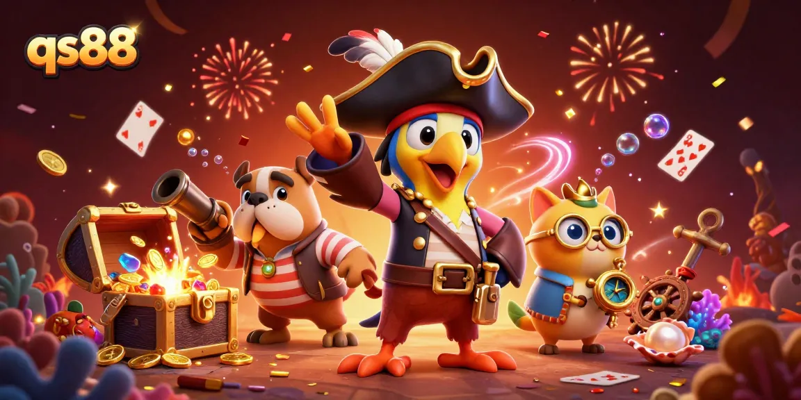 Experience thrilling gaming at qs88 with a pirate captain ordering adventures in an underwater wonderland.