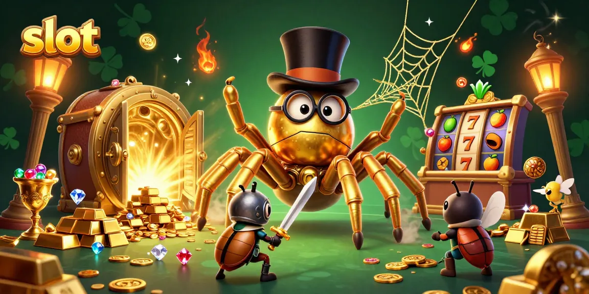 Spin the slot reels in a vibrant 3D casino scene featuring golden treasures and a heroic knight.