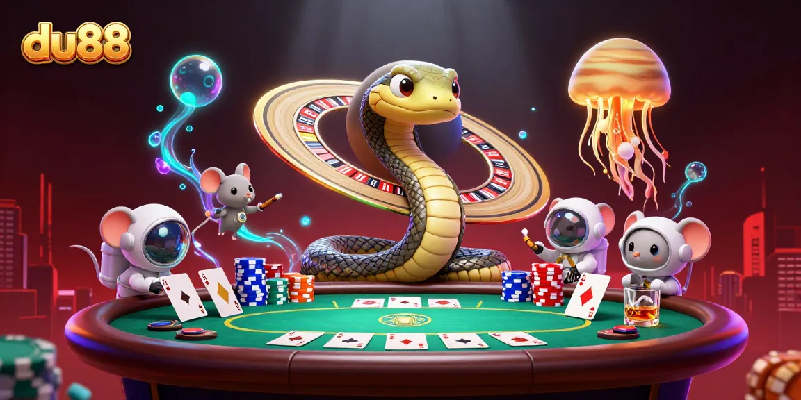Experience thrilling bets with du88 as astronaut mice wager around a cosmic roulette wheel.