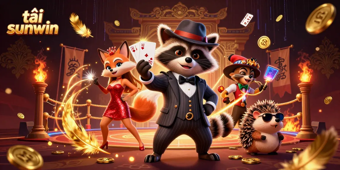 Play and win at tải sunwin with vibrant characters, casino elements, and captivating background.