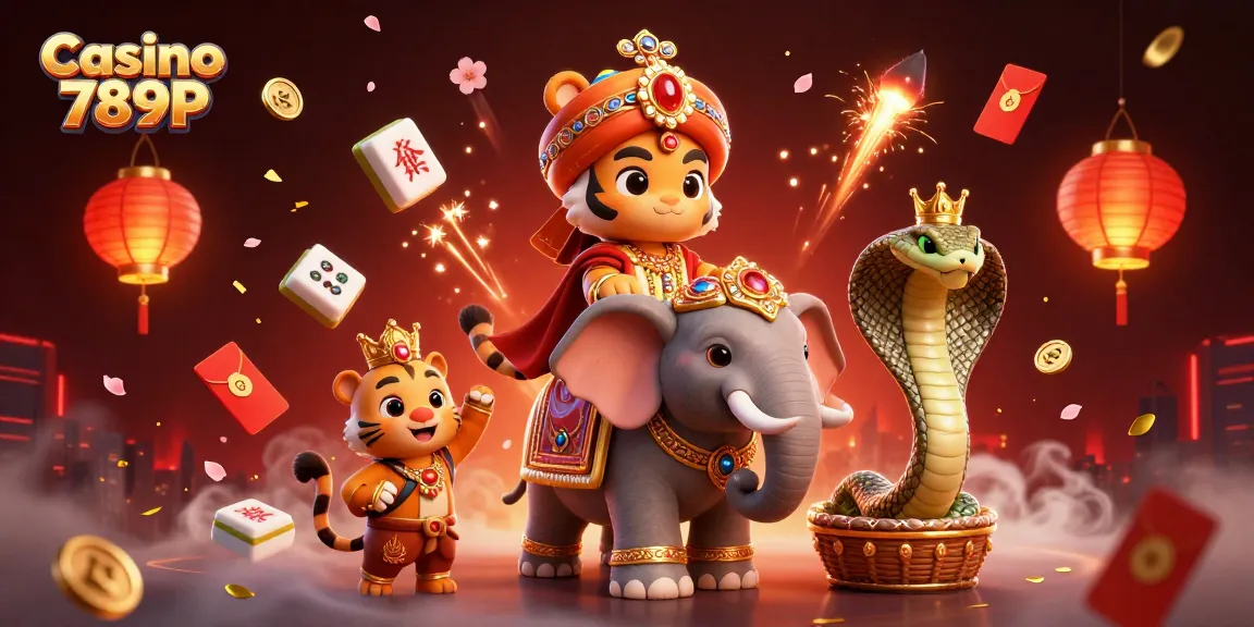 Join the thrilling world of Casino 789P with vibrant visuals of a tiger on a jewel-encrusted elephant.