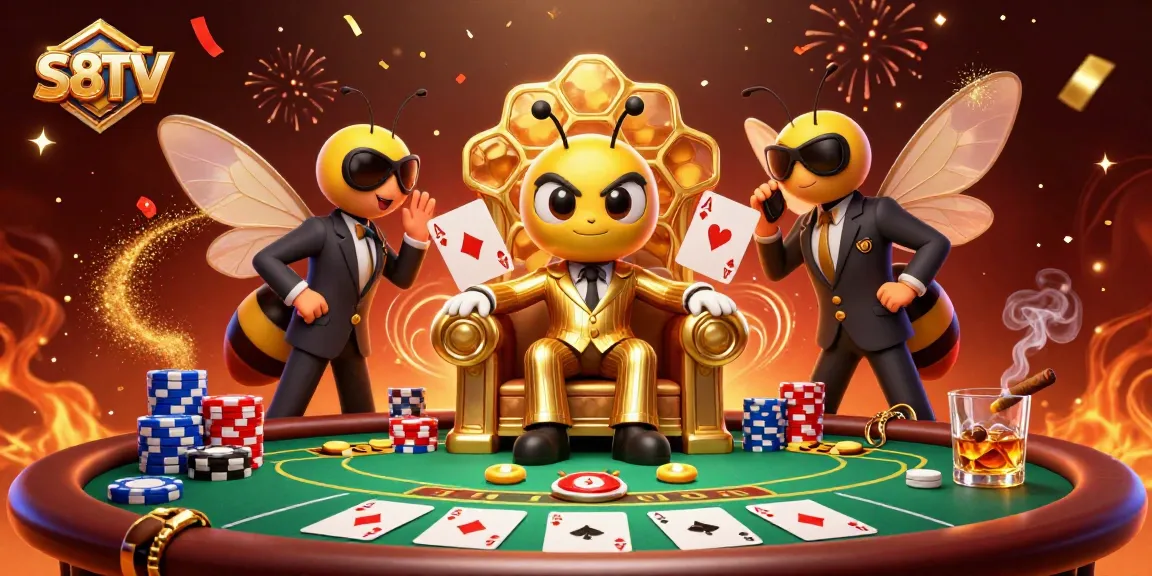 S8TV enhances excitement with high-stakes poker featuring 3D cartoon characters in a vibrant scene.