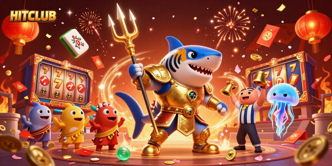 Engage with HITCLUB's thrilling slot gaming atmosphere featuring vibrant characters and dynamic elements.